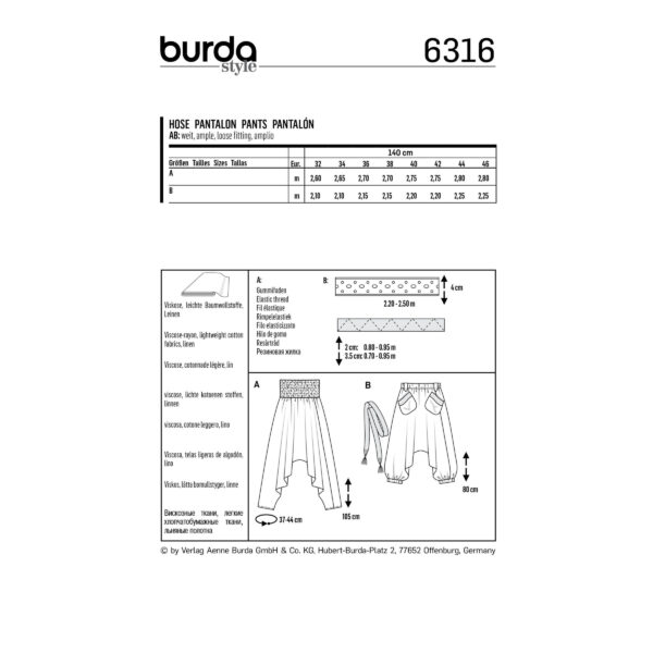 Burda Style Schnittmuster - Hose - Sarouelhose - Nr. 6316 - Image 4