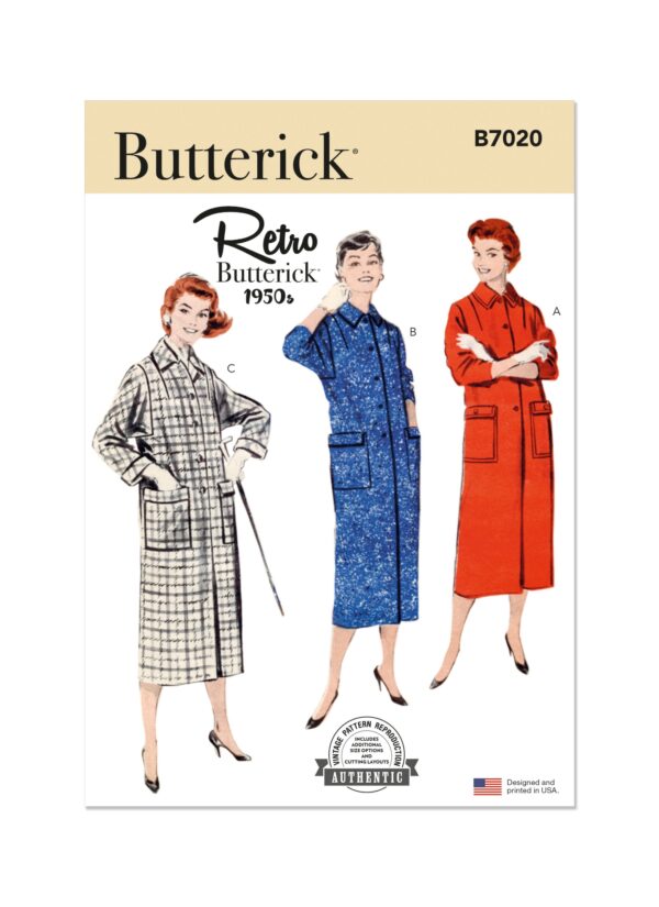 Butterick Schnittmuster - B7020 - Retro - Damenmantel in gerader Schnittführung - 1950