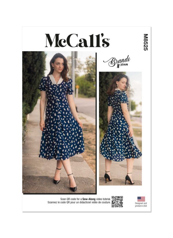 McCalls Schnittmuster M8525 - Sommerkleid mit mit glockigem Rock und kleinem Kragen