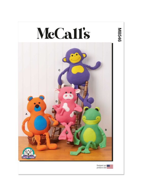 McCalls Schnittmuster M8546 - Tiere -  Plüschtiere, Affe, Bär, Frosch, Schwein