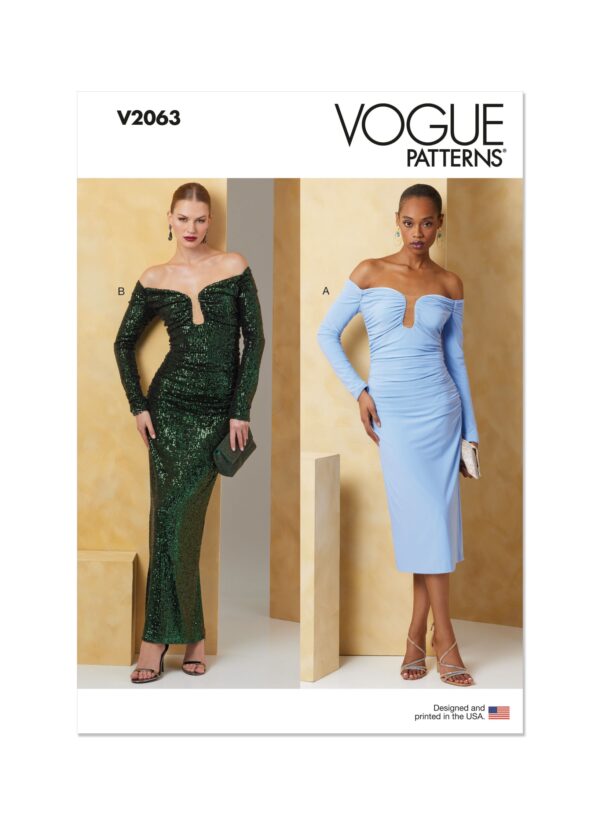 Vogue Schnittmuster - V2063 - körperbetontes, ausgefallenes Abendkleid