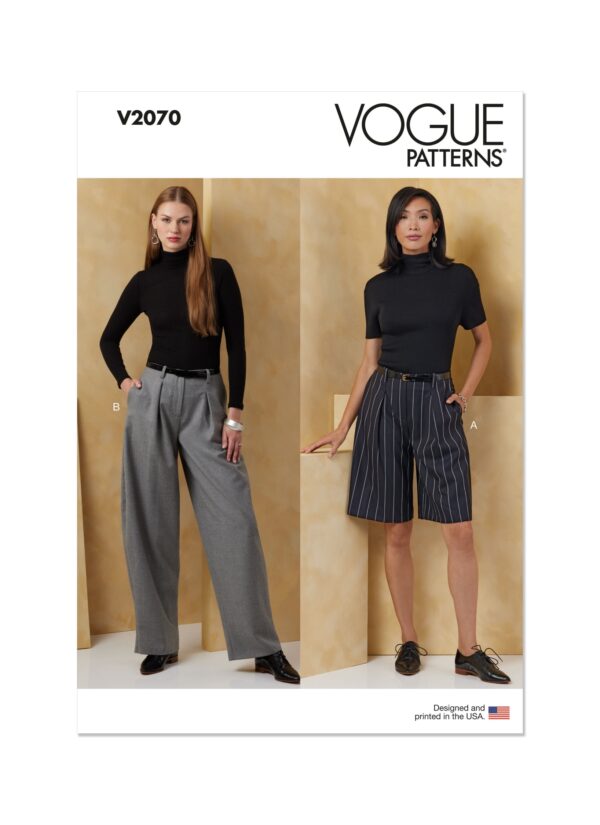 Vogue Schnittmuster - V2070 - Bundfaltenhose für Damen