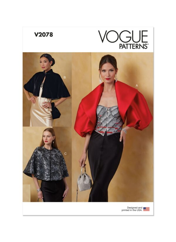 Vogue Schnittmuster V2078 - Cape, raffinierter Bolero Überwurf