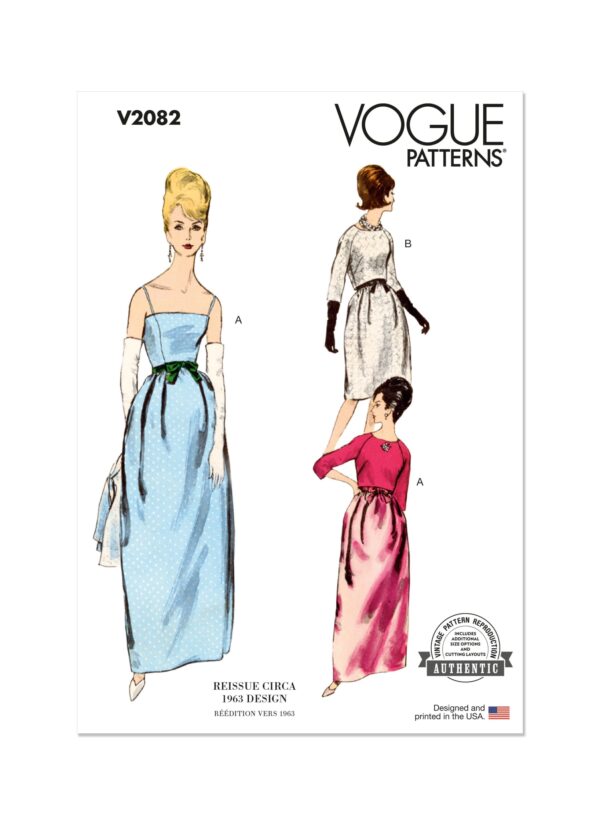 Vogue Schnittmuster - V2082 - Vintage - Kleid im Stil der 60 er Jahre