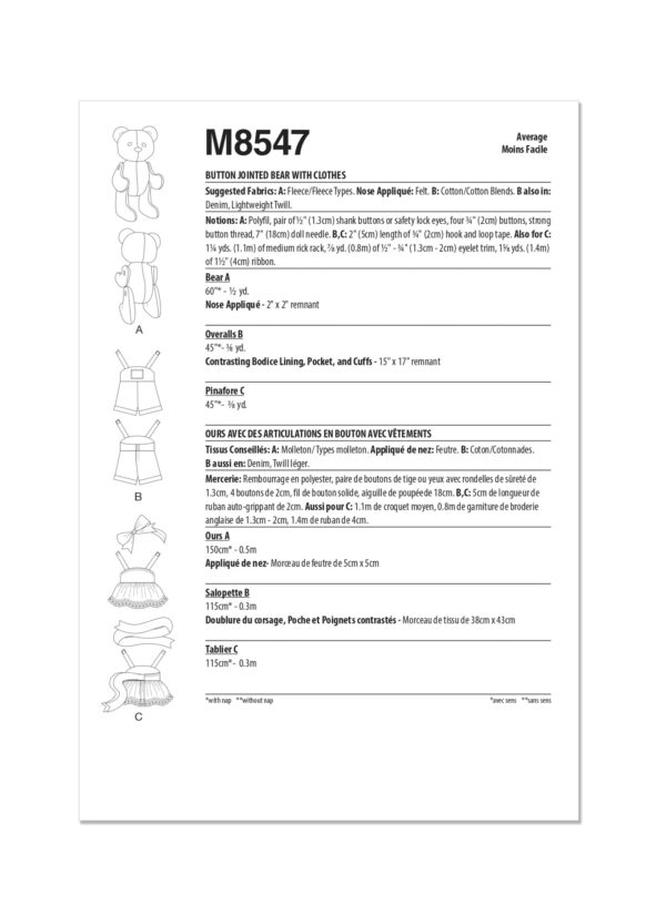 McCalls Schnittmuster M8547 - Teddy -  mit passender Kleidung – Bild 4