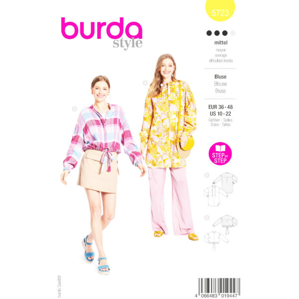 Burda Style Schnittmuster Nr. 5723 - Bluse - Blusenjacke - verdeckte Knopfleiste