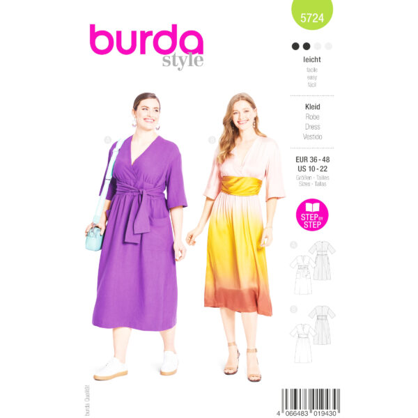 Burda Style Schnittmuster Nr. 5724 - Kleid - Wickeloptik - Wickeleffekt