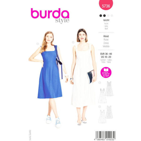 Burda Style Schnittmuster Nr. 5736 - Kleid - Sommerkleid - Trägerkleid