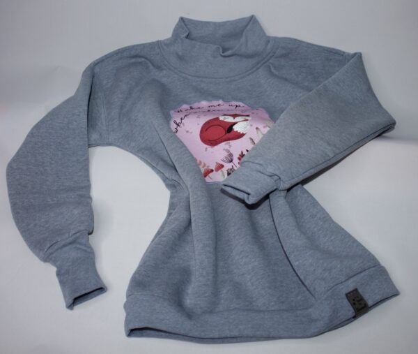 Sweatshirt - Gr. 122 - Hellblau - Applikation - Fuchs, rosa